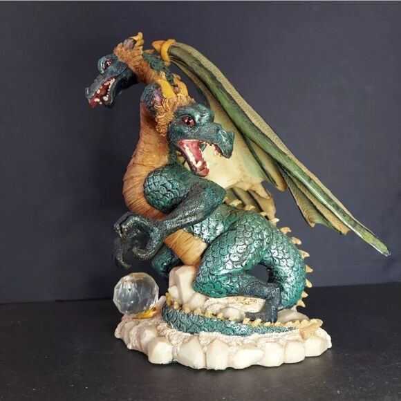 Vintage Mythology Dual Headed Dragon Decorative Collectible Figurine Statue Art - Picture 5 of 5